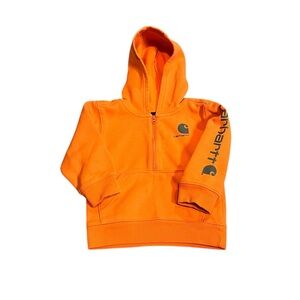 Carhartt Toddler Hoodie 2T Orange Half Zip Pullover Fleece Logo Sweatshirt